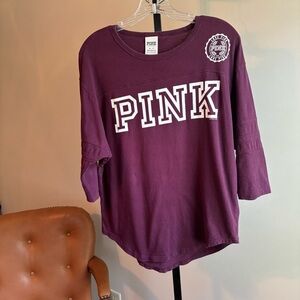 PINK Victoria's Secret Maroon 3/4 Length Tee